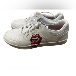 Skechers White Sneakers with Classic Design and Iconic Rolling Stones Logo 10.5
